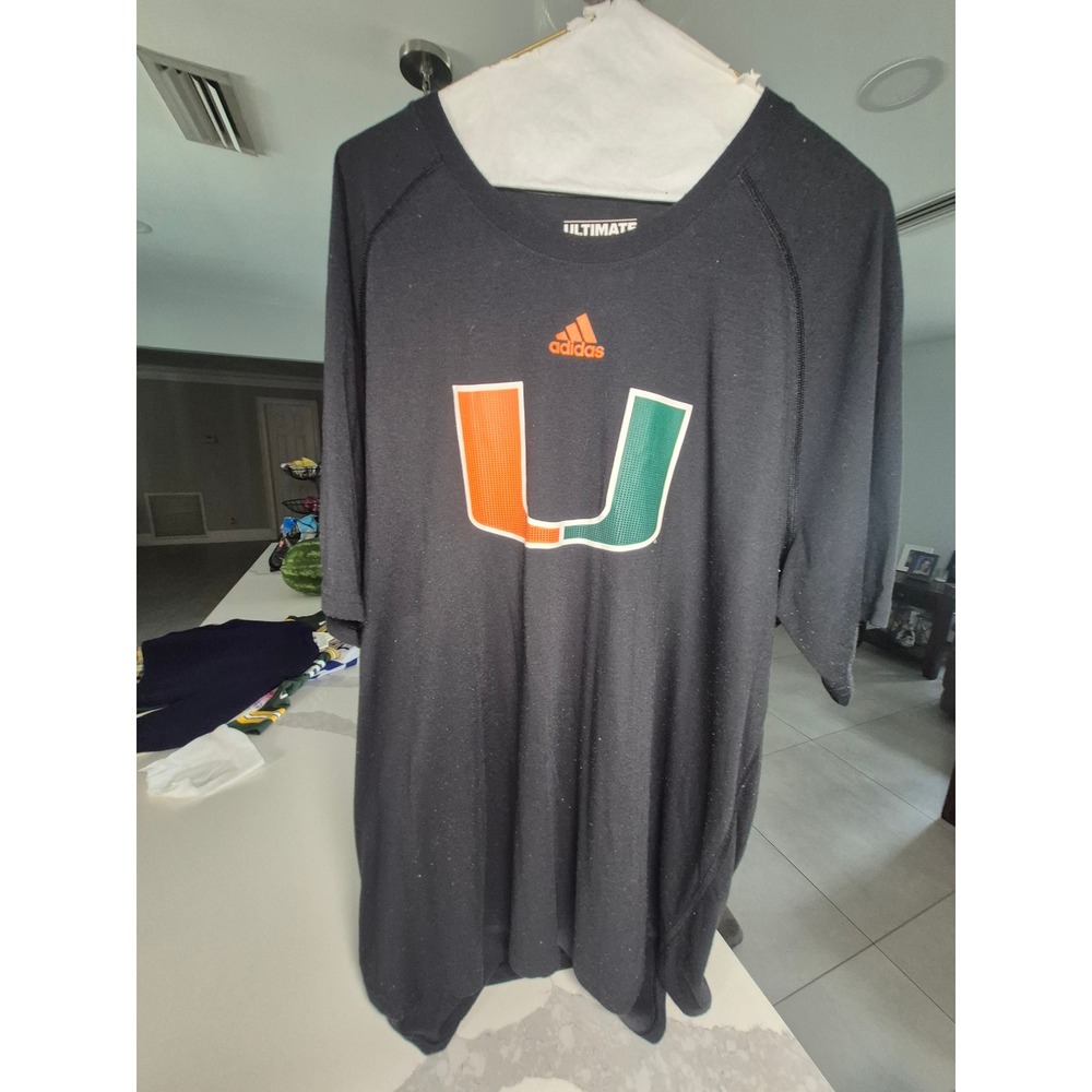 Adidas Miami Hurricanes Canes Ultimate Tee Black Climalite Mens 2X T-Shirt